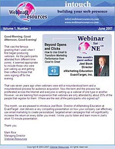 Webinar Resources Newsletter Intouch