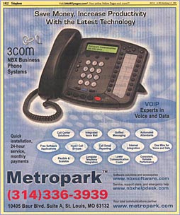 Metropark 2004 Yellow Pages Ad